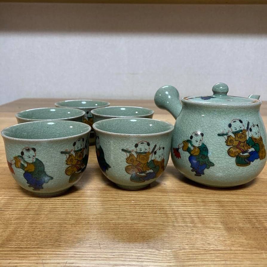 Amazon.co.jp: 九谷焼 美泉窯 唐子 急須 湯呑み 茶器セット